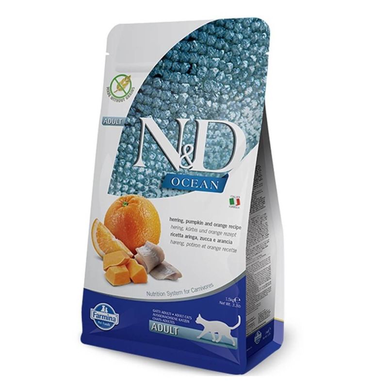 N&D OCEAN CAT HERRING PUMPKIN & ORANGE ADULT 1,5 KG