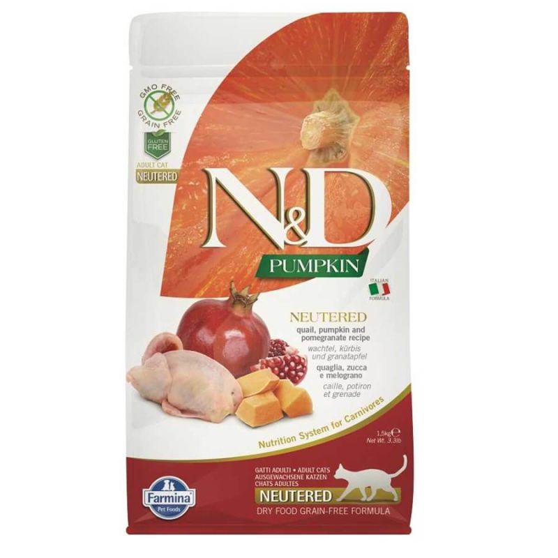 N&D PUMPKIN CAT QUAIL & POMEGRANATE NEUTERED ADULT 1,5 KG