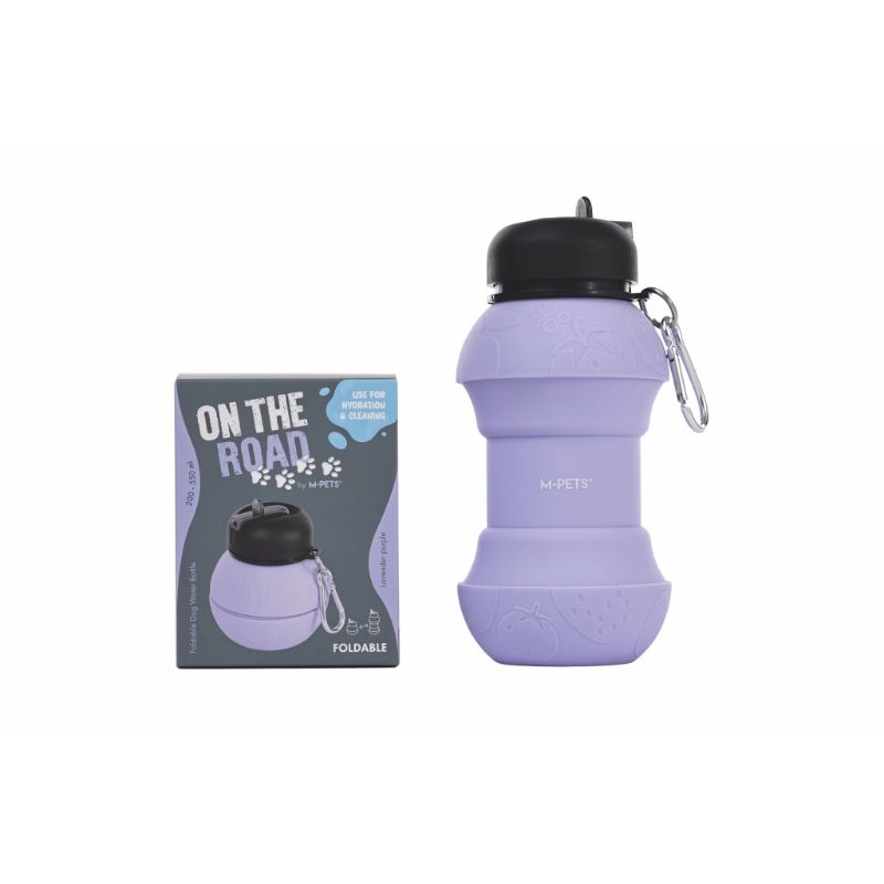 M-Pets On The Road Köpekler İçin Katlanır Seyahat Su Kabı 550ml (Mor)